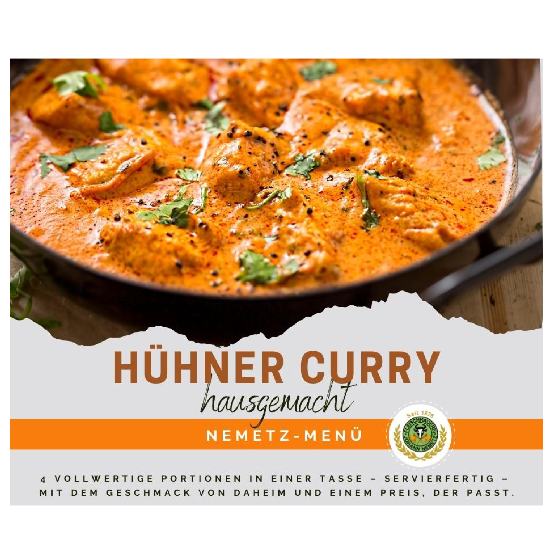 Hausgemachtes Hhner-Curry-Men, 4 Portionen, fertig gekocht