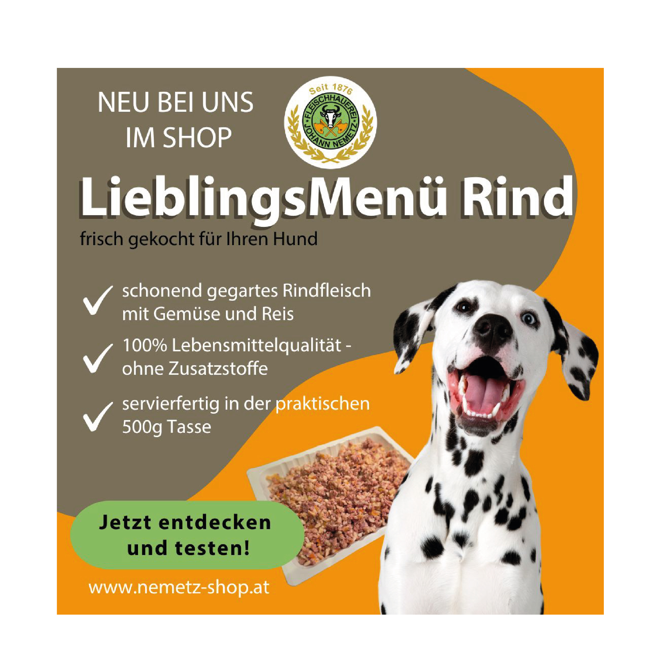 Hund Lieblings-Men RIND. Natrlich. Servierfertig.