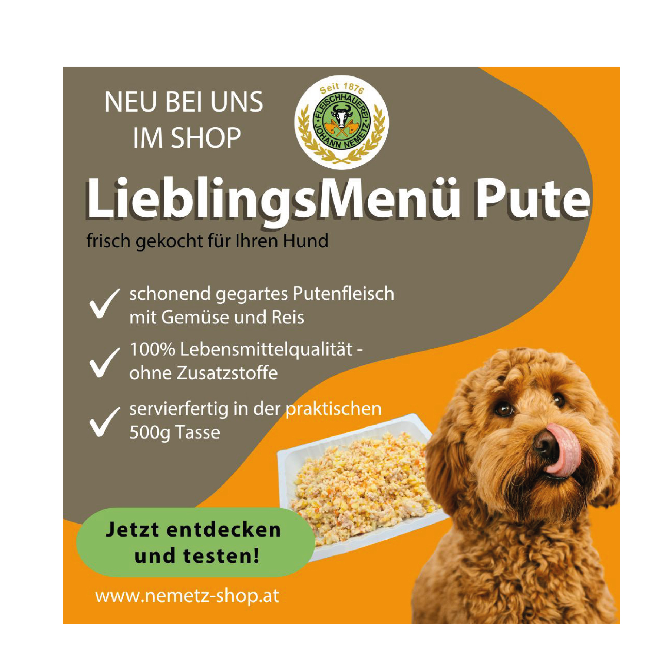 Hund Lieblings-Men PUTE. Natrlich. Servierfertig.
