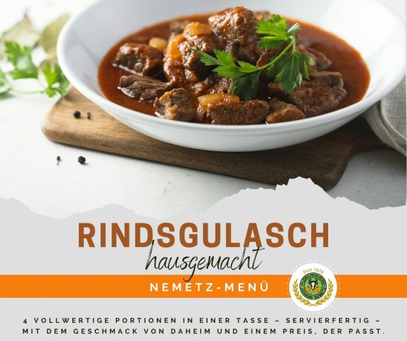 Hausgemachte Rind Gulaschsuppe-Men, 4 Portionen, fertig gekocht