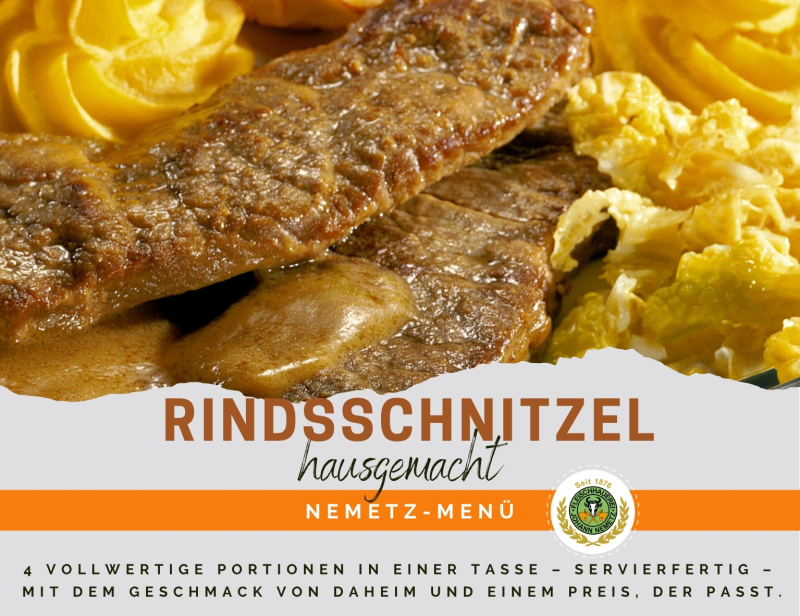 Hausgemachtes Menü Rindsschnitzel Hausgemachtes Menü Rindsschnitzel
