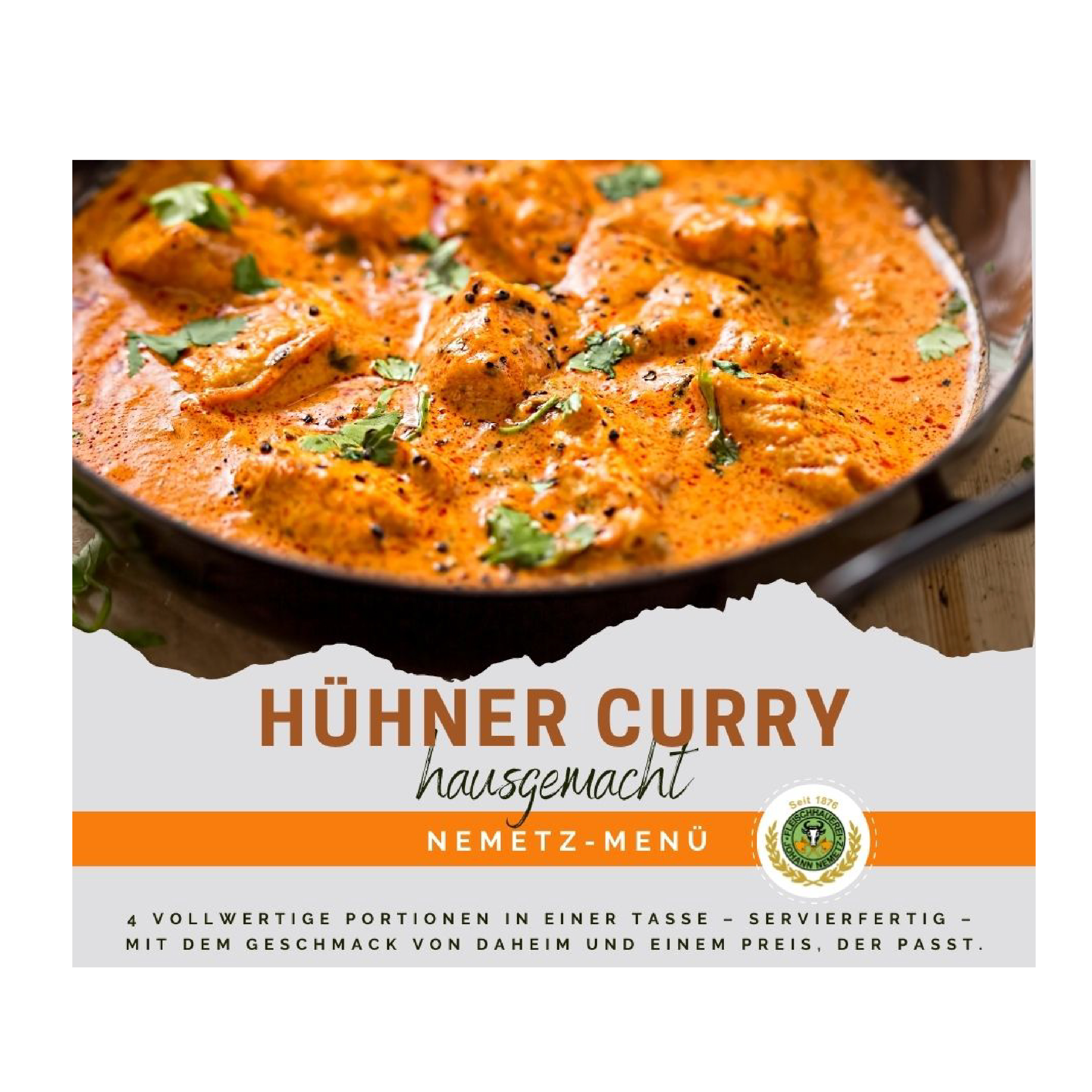 Hausgemachtes Hhner-Curry-Men, 4 Portionen, fertig gekocht